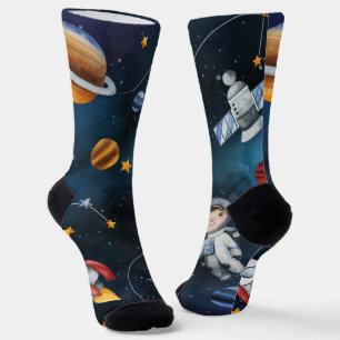 宇宙旅行 銀河 星 月 ソックス
