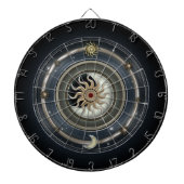 宇宙日曜日の月及び星のデザイン ダーツボード (正面)