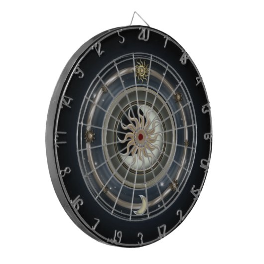 宇宙日曜日の月及び星のデザイン ダーツボード (正面左)