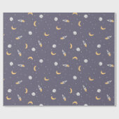 宇宙星ロケット衛星と惑星 ラッピングペーパー (フラット)