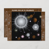 宇宙星白熱［赤熱］光を放つ星パーティー 招待状 (正面/裏面)