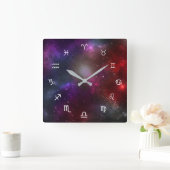 宇宙星野の西〔占星術の〕十二宮図のシンボル スクエア壁時計 (ホーム)