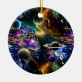 宇宙星雲と惑星 セラミックオーナメント (正面)