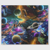 宇宙星雲と惑星 ラッピングペーパー (フラット)