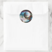 宇宙星雲と星ステッカー ラウンドシール (バッグ)