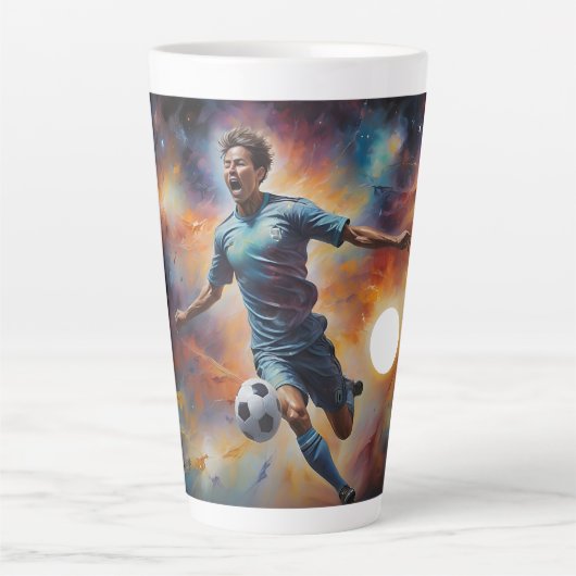 宇宙星雲サッカーショット カフェラテマグ (正面)