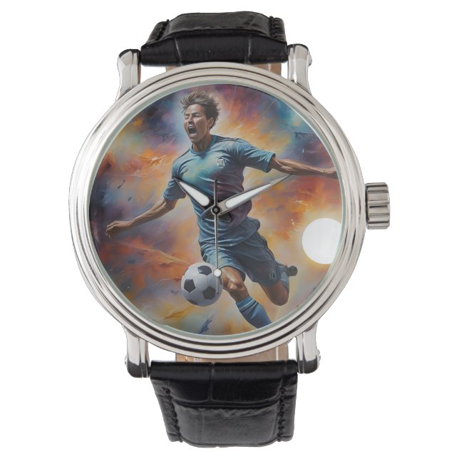 宇宙星雲サッカーショット 腕時計 (正面)