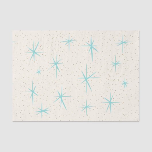 宇宙時代のターコイズのスターバストのティッシュペーパー 薄葉紙 (正面)