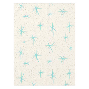 宇宙時代のターコイズのスターバストのテーブルクロス テーブルクロス