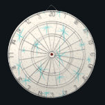 宇宙時代のターコイズのスターバストの投げ矢板 ダーツボード<br><div class="desc">着色される金ゴールドのクリーミーな背景のこの宇宙時代のターコイズのスターバストの投げ矢板パターン特徴の青いスターバストは斑点をつけます。 クラシックな世紀半ばのモダンな皿パターンによってインスパイア、このデザインに確実なヴィンテージの眼識があります。 レトロの安っぽい長所はフリーマーケットの宝物を渡ってつまずいたように感じさせます。 このパターンはニューヨークシティのペントハウスのアパートかパーム・スプリングスの原子家に均等に家庭であります。 この最小主義のヴィンテージパターンがインスパイアようにして下さい!</div>