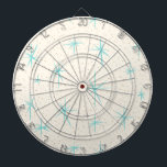 宇宙時代のターコイズのスターバストの投げ矢板 ダーツボード<br><div class="desc">着色される金ゴールドのクリーミーな背景のこの宇宙時代のターコイズのスターバストの投げ矢板パターン特徴の青いスターバストは斑点をつけます。 クラシックな世紀半ばのモダンな皿パターンによってインスパイア、このデザインに確実なヴィンテージの眼識があります。 レトロの安っぽい長所はフリーマーケットの宝物を渡ってつまずいたように感じさせます。 このパターンはニューヨークシティのペントハウスのアパートかパーム・スプリングスの原子家に均等に家庭であります。 この最小主義のヴィンテージパターンがインスパイアようにして下さい!</div>