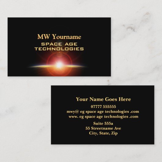 宇宙時代のテクノロジー、太陽のflare 名刺 (正面/裏面)