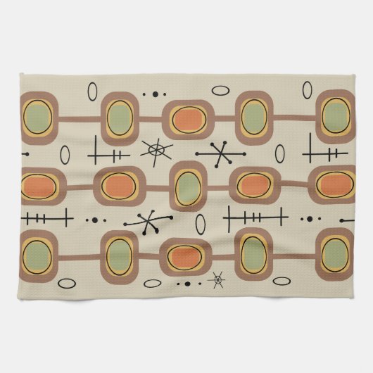 宇宙時代の幾何学的数々のアートカラー キッチンタオル (横)
