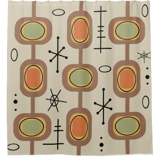 宇宙時代の幾何学的数々のアートカラー シャワーカーテン (正面)