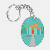 宇宙時代の漫画のアクリルKeychain キーホルダー (正面左)