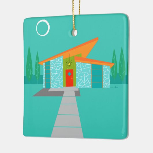 宇宙時代の漫画の家のクリスマスのオーナメント セラミックオーナメント (左)