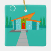 宇宙時代の漫画の家のクリスマスのオーナメント セラミックオーナメント (正面)