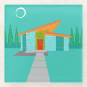 宇宙時代の漫画の家ガラスのコースター ガラスコースター (正面)