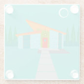 宇宙時代の漫画の家ガラスのコースター ガラスコースター (裏面)