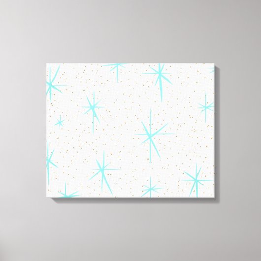 宇宙時代ターコイズスターバストキャンバスプリント キャンバスプリント (正面)