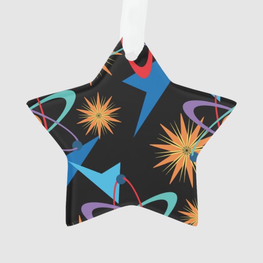 宇宙時代レトロ数々の色パターン オーナメント (裏面)