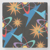 宇宙時代レトロ数々の色パターン ストーンコースター (正面)