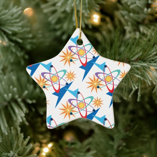 宇宙時代レトロ数々の色パターン セラミックオーナメント (ツリー)