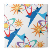 宇宙時代レトロ数々の色パターン タイル (正面)