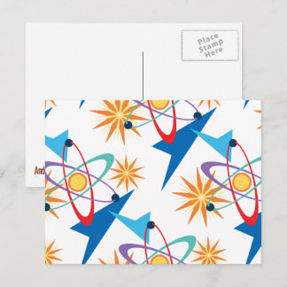 宇宙時代レトロ数々の色パターン ポストカード