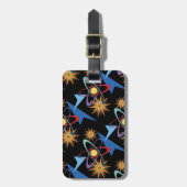 宇宙時代レトロ数々の色パターン ラゲッジタグ (正面縦)