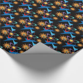 宇宙時代レトロ数々の色パターン ラッピングペーパー (角)