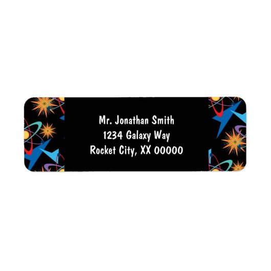 宇宙時代レトロ数々の色パターン ラベル (正面)