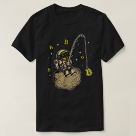 宇宙暗号BTC暗号宇宙飛行士魚釣りビットコイン Tシャツ