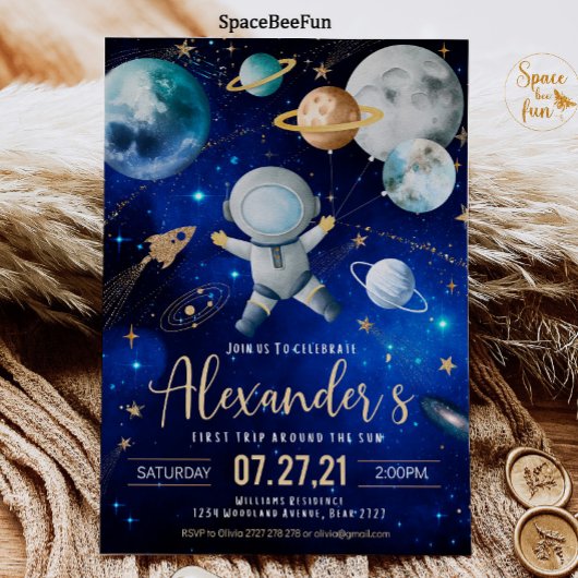 宇宙最初の太陽一周おめでとう！外宇宙最初の誕生日 招待状
