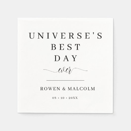 宇宙最高のの日結婚の スタンダードカクテルナプキン (正面)