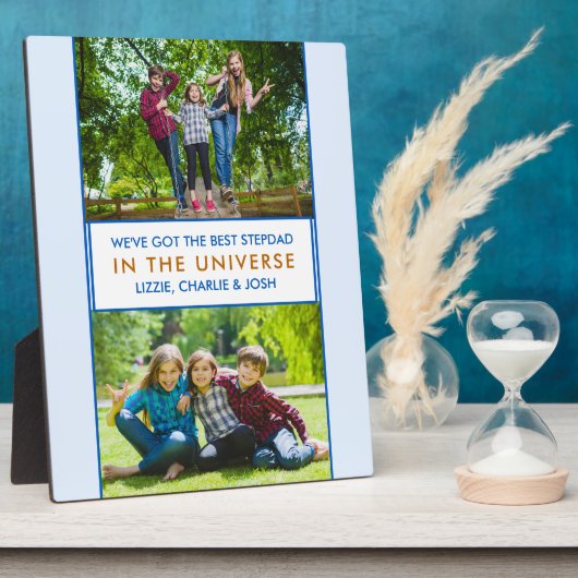宇宙最高ののStepdadパーソナライズされた 2 フォトプラーク (側面)