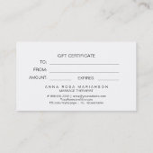 *~*宇宙月宇宙ギフト券カード 名刺 (裏面)