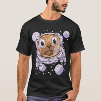 宇宙服のパグ - かわいい宇宙飛行士の犬 Tシャツ