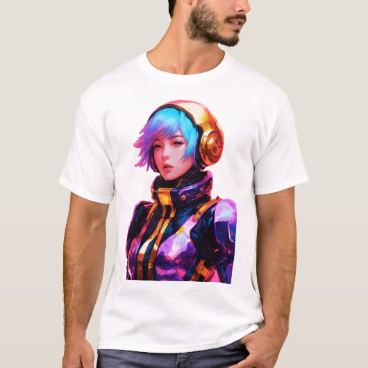 宇宙服の女性アニメスタイル Tシャツ (正面)