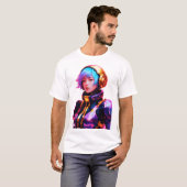 宇宙服の女性アニメスタイル Tシャツ (正面フル)