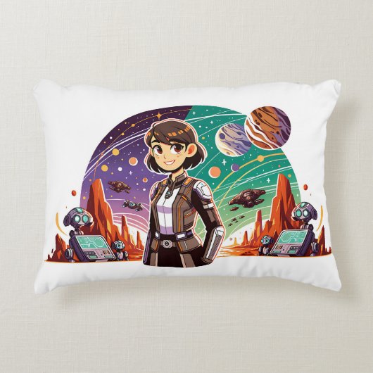 宇宙服の女性 アクセントクッション (正面)