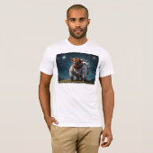 宇宙服を着たかわいいアンガスブル Tシャツ (正面フル)