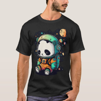 宇宙服を着たかわいいパンダが星と Tシャツ