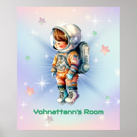 宇宙服を着たかわいい小さな宇宙飛行士 ポスター (正面)