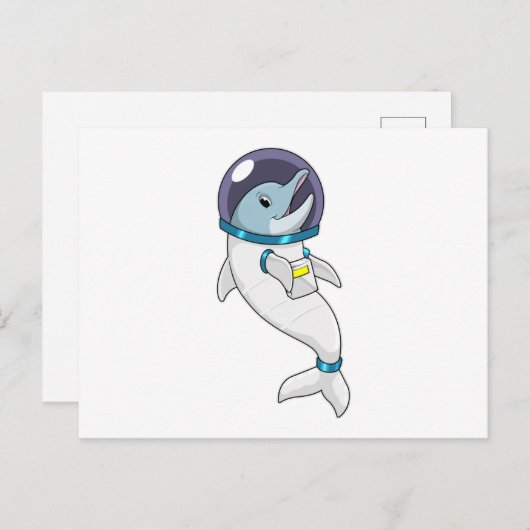 宇宙服を着たイルカの宇宙飛行士 ポストカード (正面/裏面)