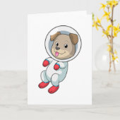 宇宙服を着た宇宙犬 カード (黄色い花)