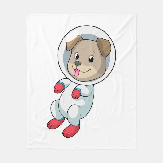 宇宙服を着た犬 フリースブランケット (正面)
