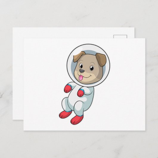 宇宙服を着た犬 ポストカード (正面/裏面)