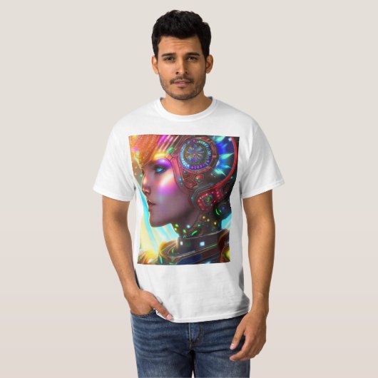 宇宙未来的な美しい色Tシャツ Tシャツ (正面フル)