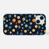 宇宙柄が面白い iPhone 15ケース (裏面横)